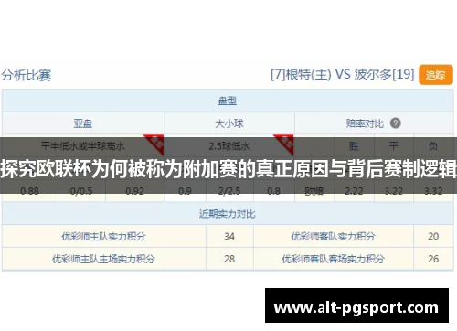探究欧联杯为何被称为附加赛的真正原因与背后赛制逻辑